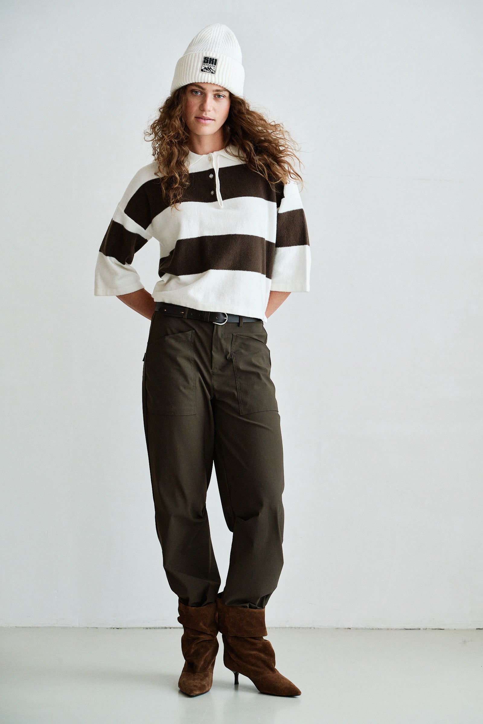 CARDIGAN  (W26B423) ECRU - TABAC