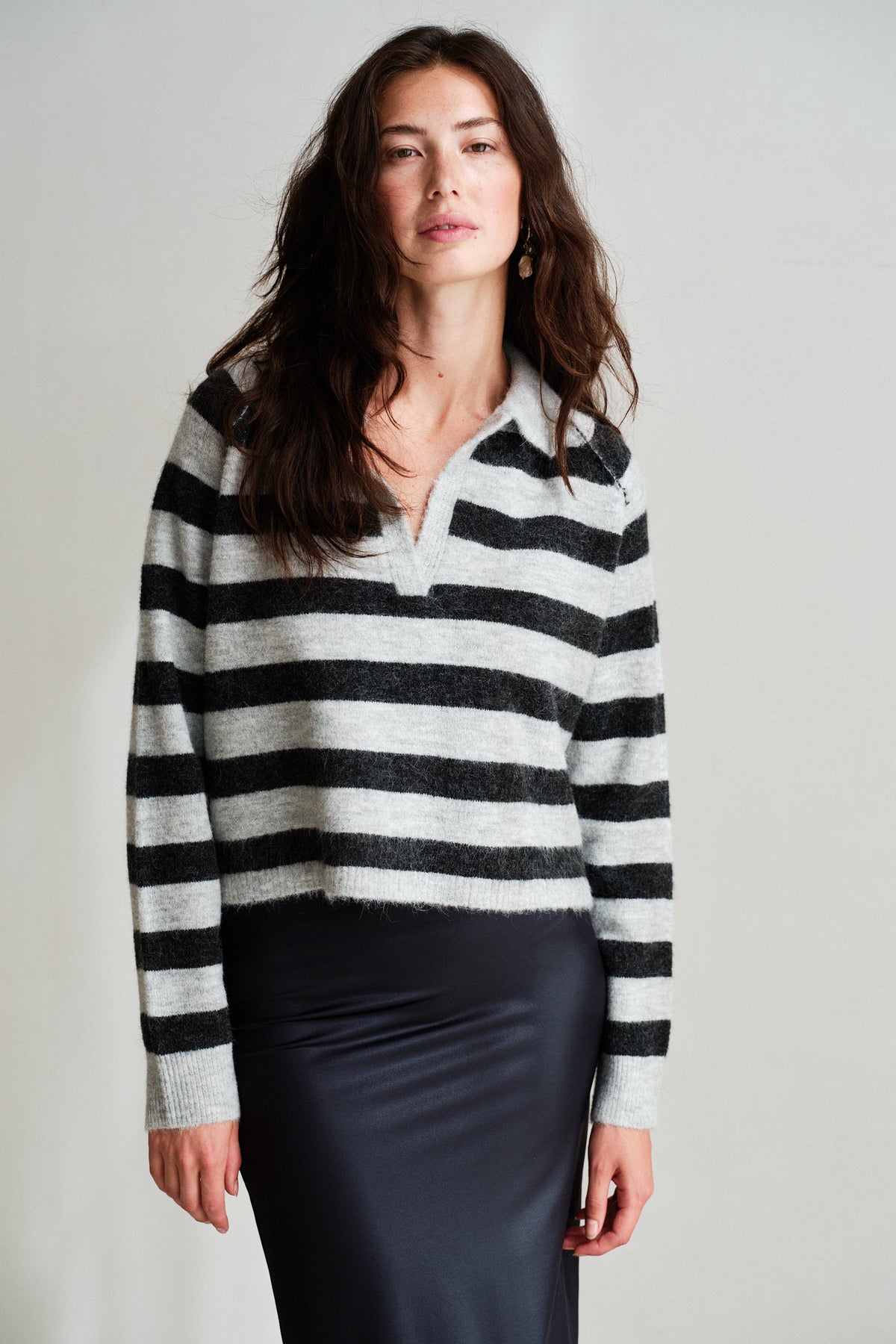 JUMPER STRIPE (W26B455LTD) GREY MELANGE - ANTRA