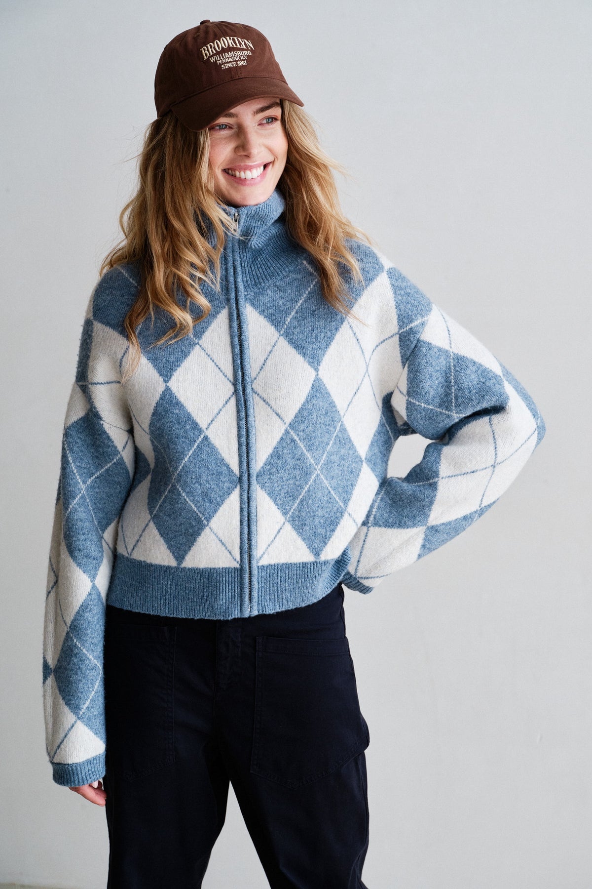 CARDIGAN (W26C398) BLUE - ECRU