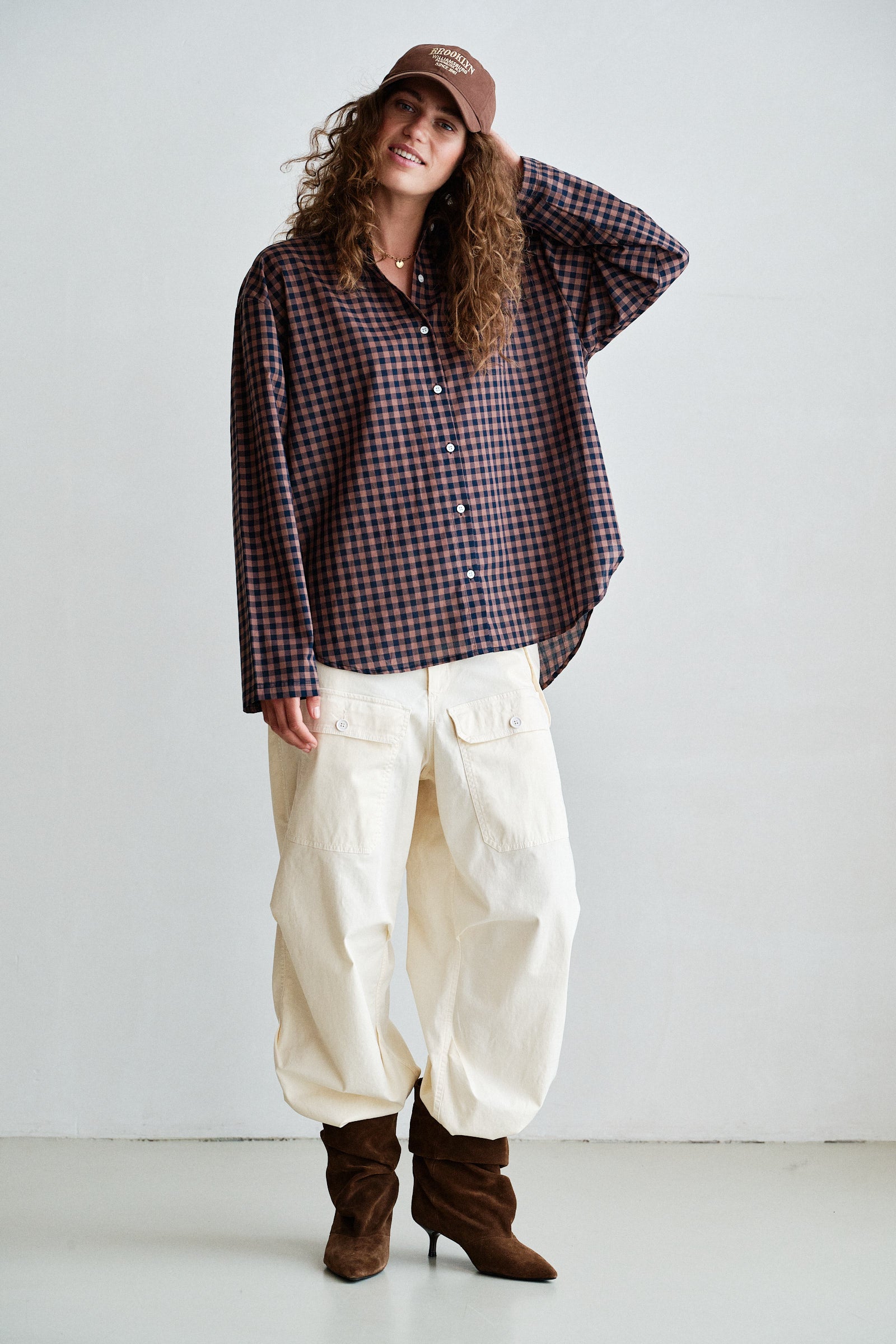 BLOUSE (W26C410) BROWN CHECK