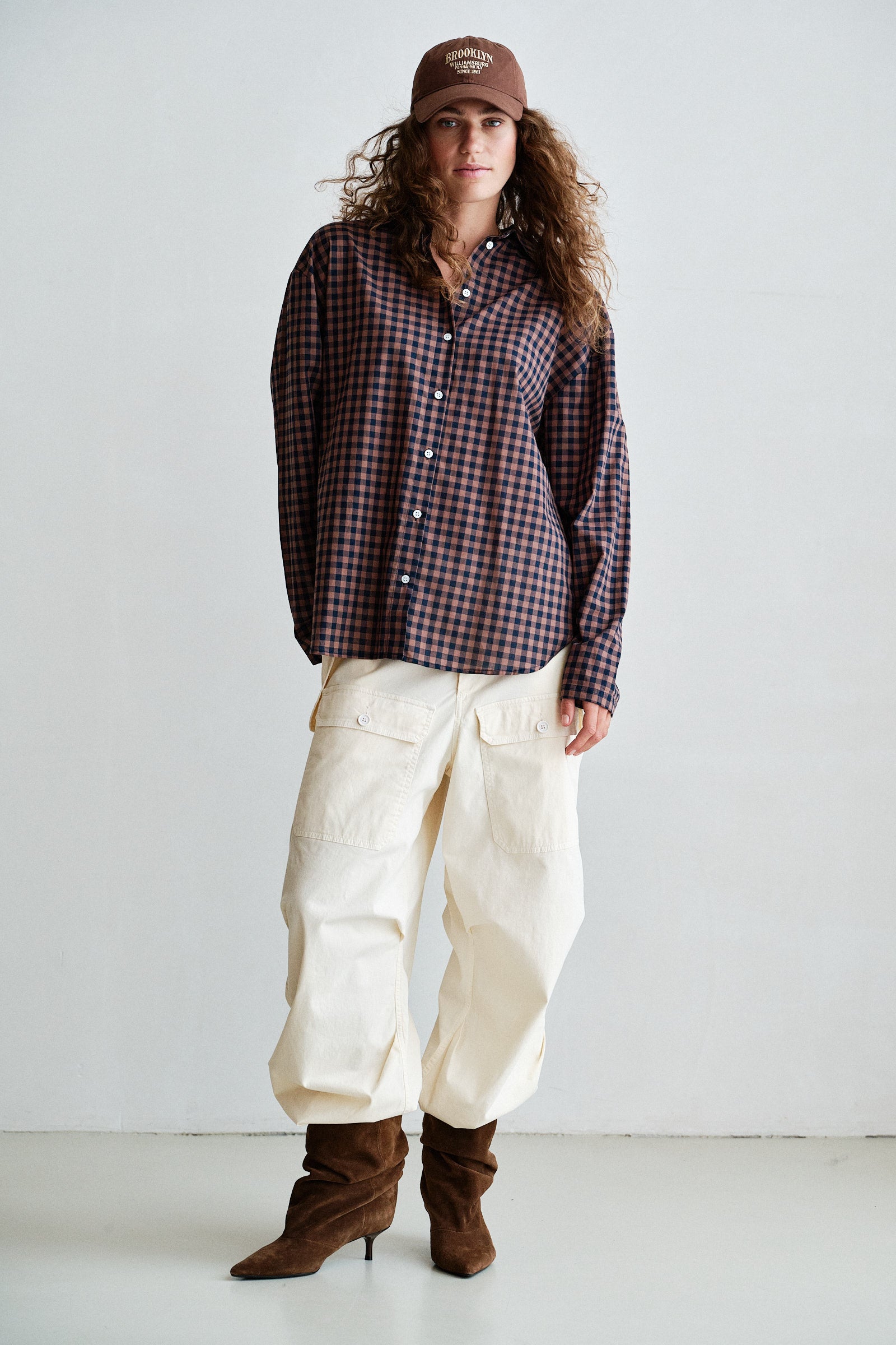 BLOUSE (W26C410) BROWN CHECK