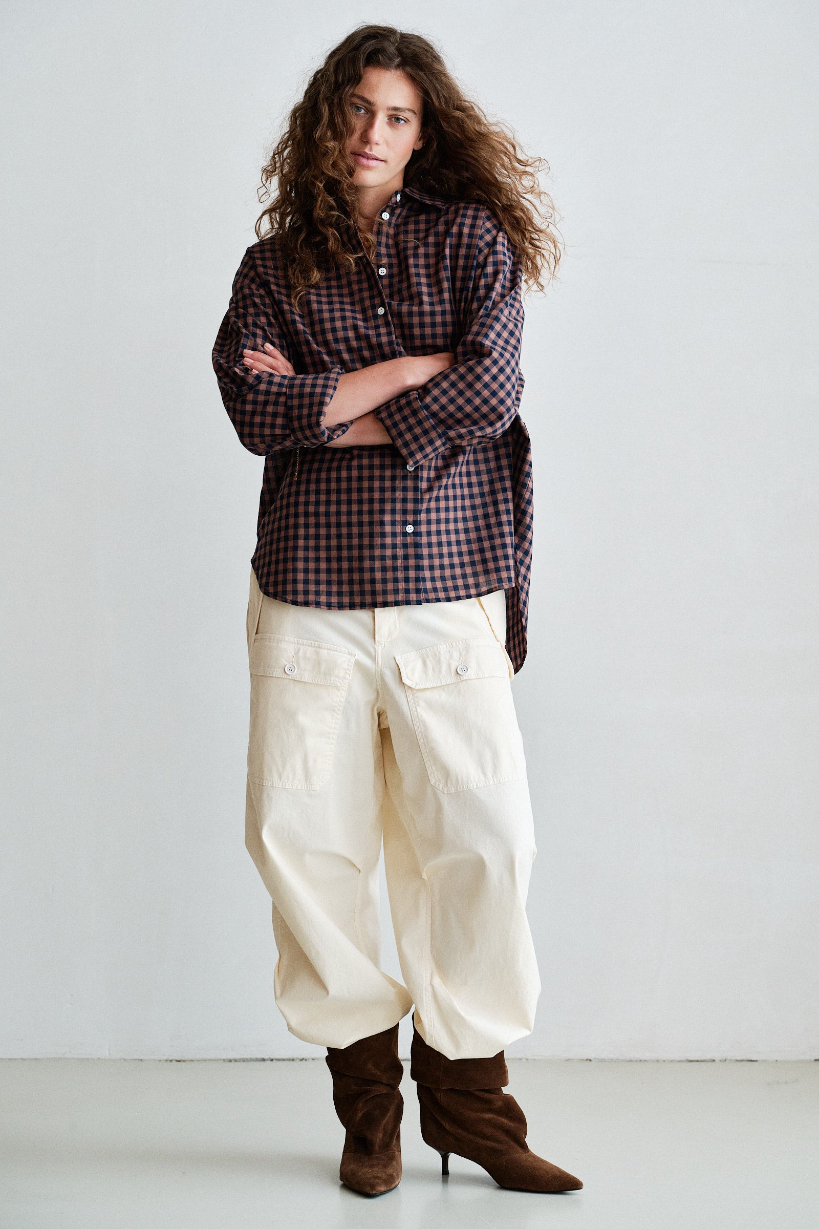 BLOUSE (W26C410) BROWN CHECK