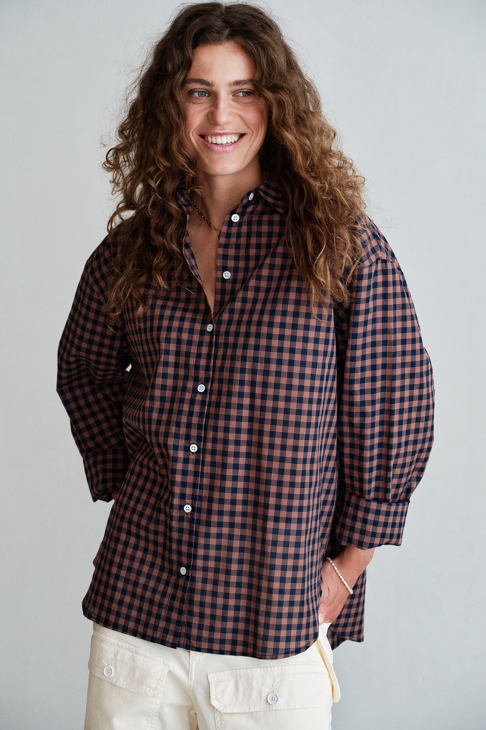 BLOUSE (W26C410) BROWN CHECK
