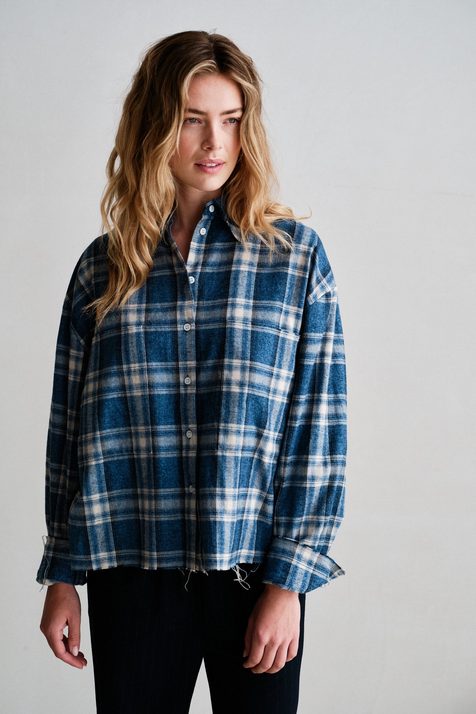BLOUSE (W26C421) BLUE CHECK