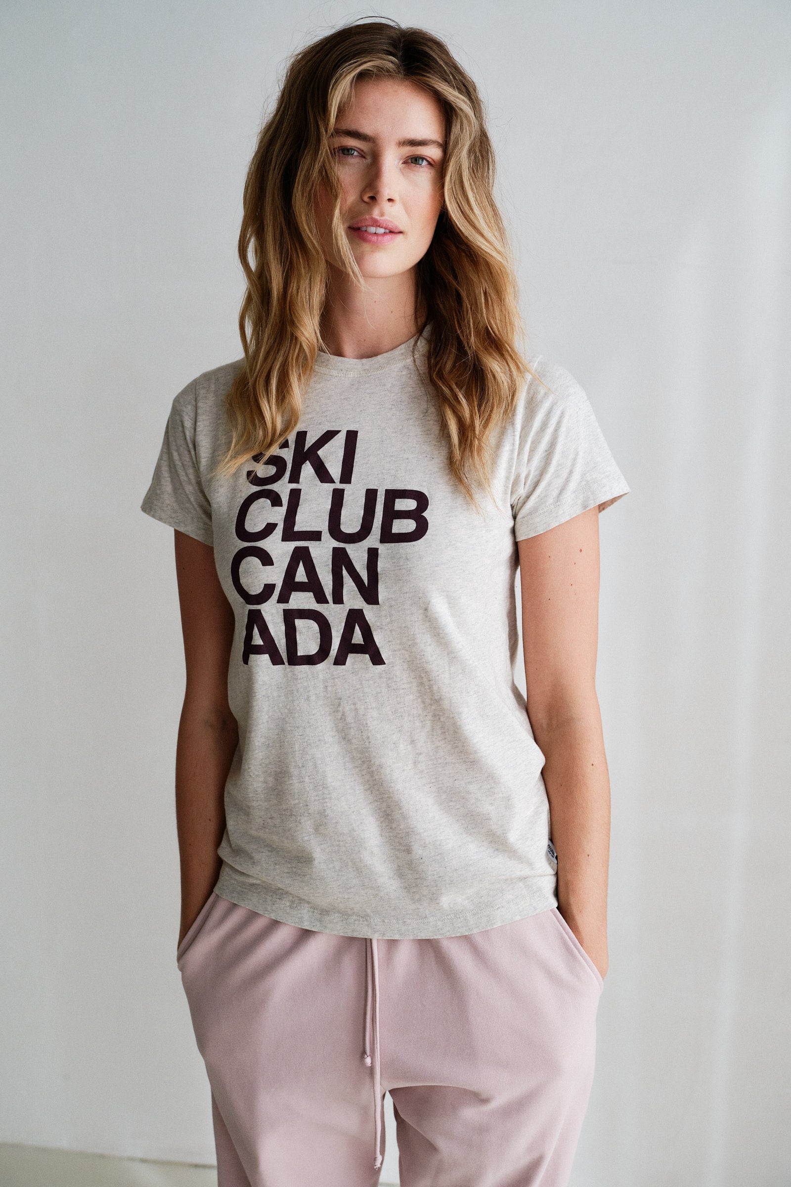 T-SHIRT  (W26F1924) ECRU MELANGE - AUBERGINE