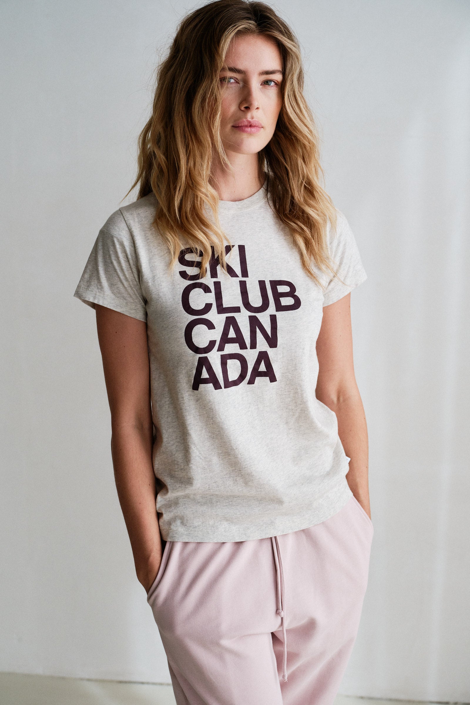 T-SHIRT  (W26F1924) ECRU MELANGE - AUBERGINE