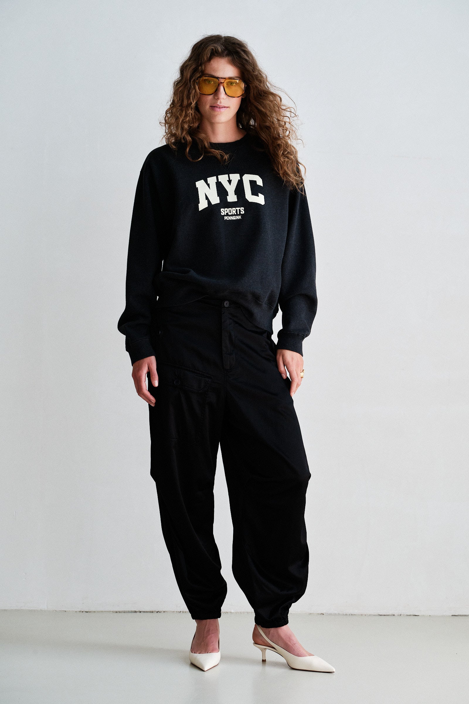 SWEATER  (W26F1930) BLACK MELANGE - ECRU