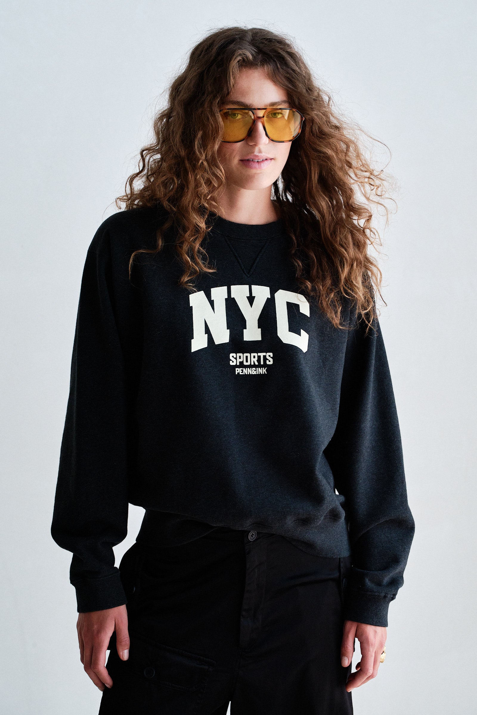 SWEATER  (W26F1930) BLACK MELANGE - ECRU