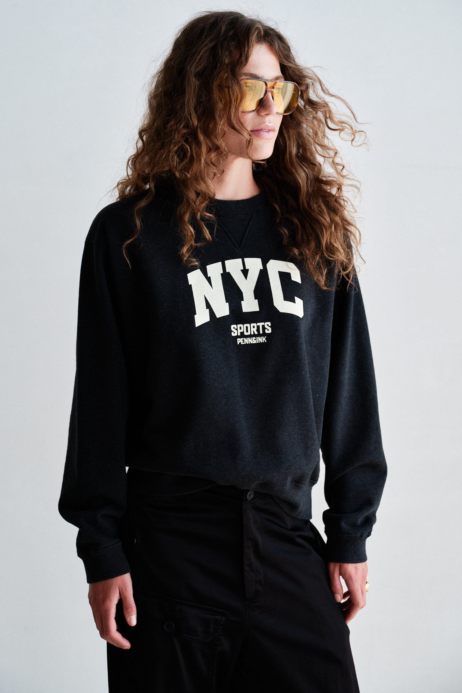 SWEATER  (W26F1930) BLACK MELANGE - ECRU