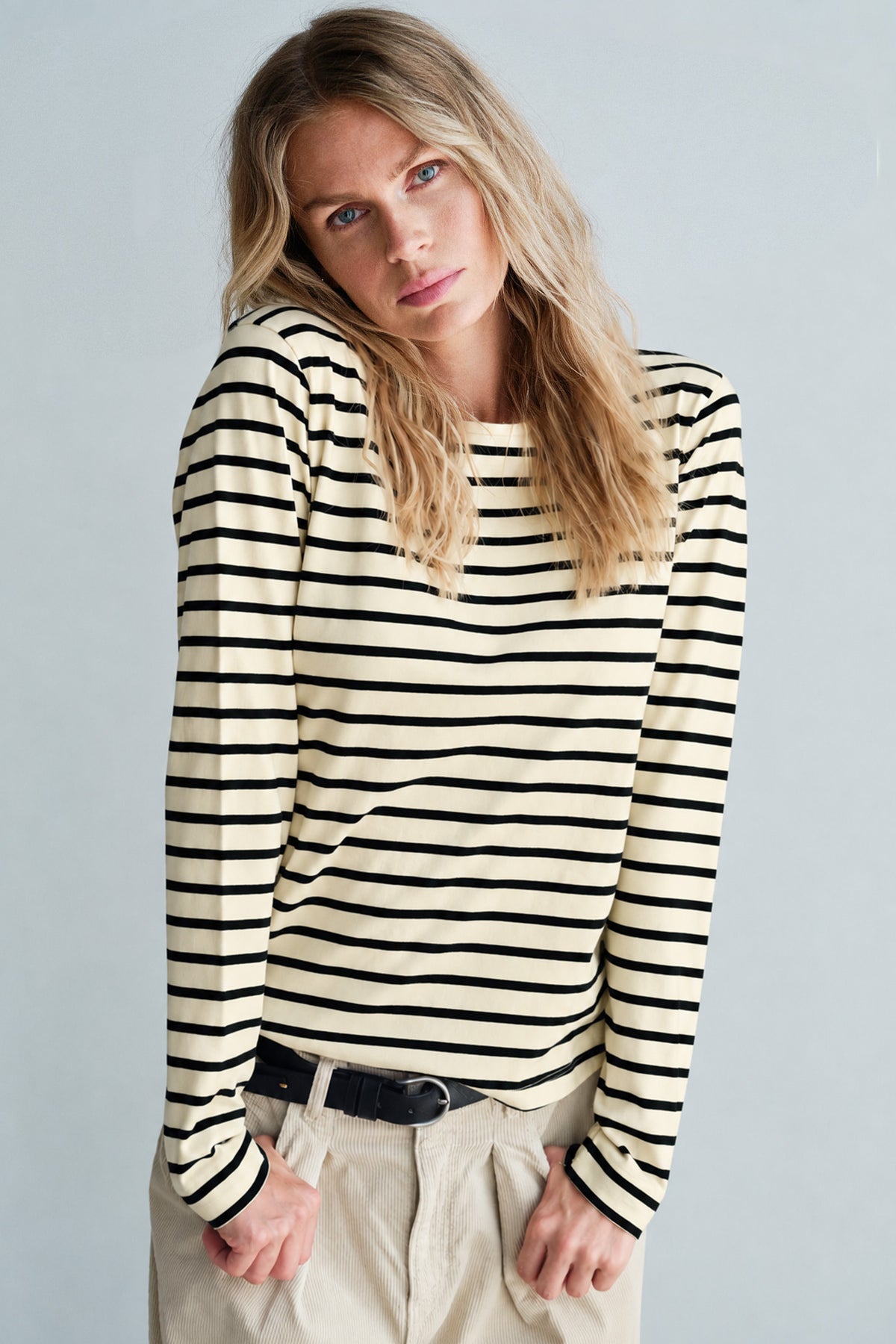 LONGSLEEVE STRIPE (W26F1977LTD) ECRU - BLACK