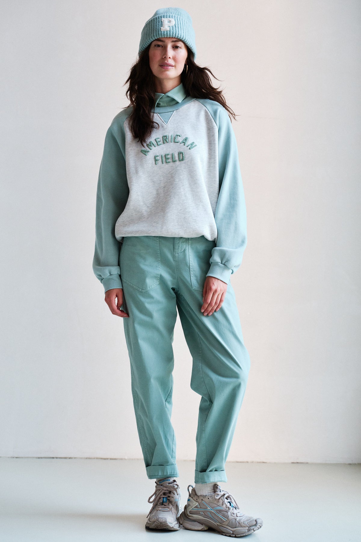 SWEATER PRINT (W26F1983LTD) LIGHT GREY MELANGE - BLUE SURF
