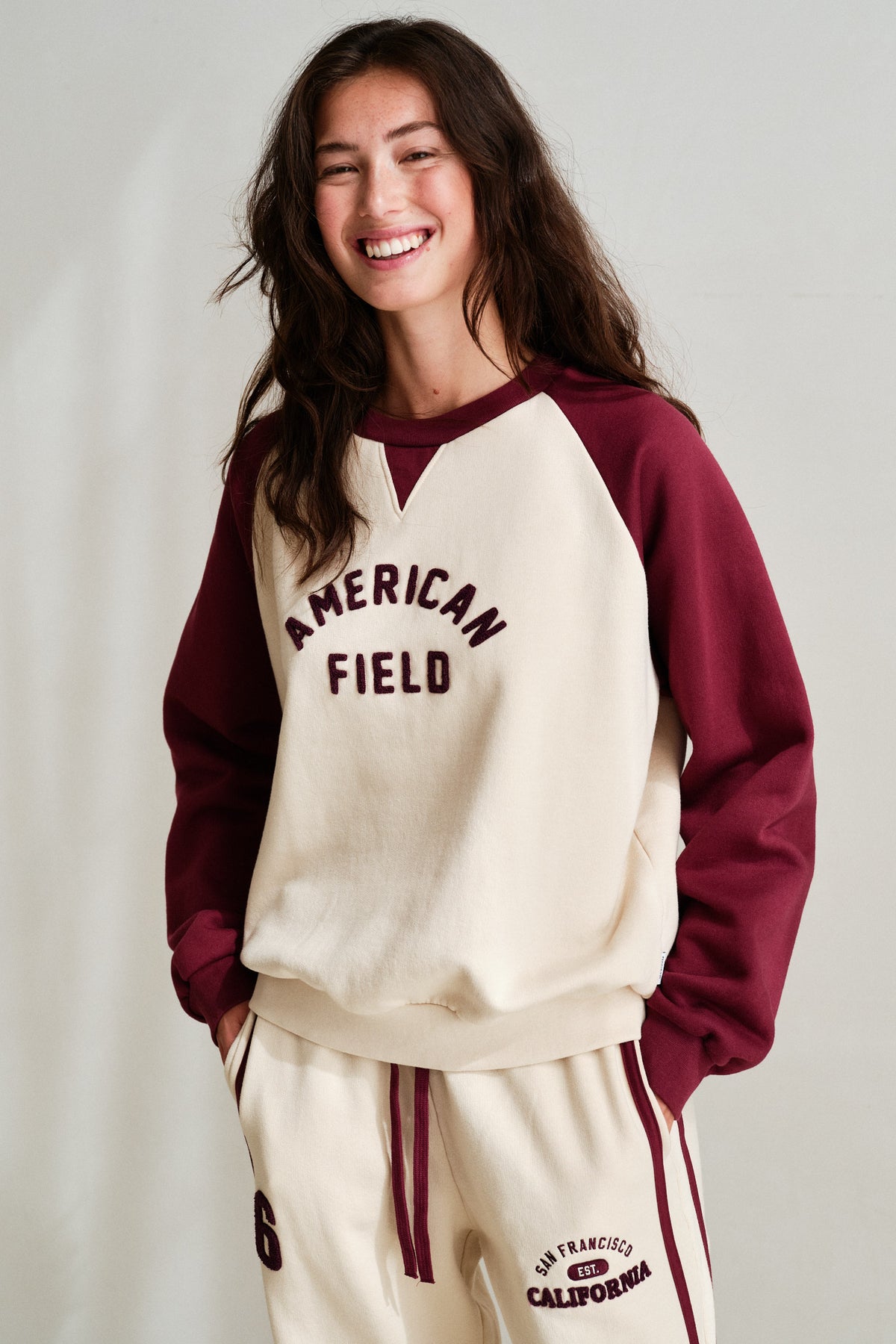 SWEATER PRINT (W26F1983LTD) OYSTER - BURGUNDY