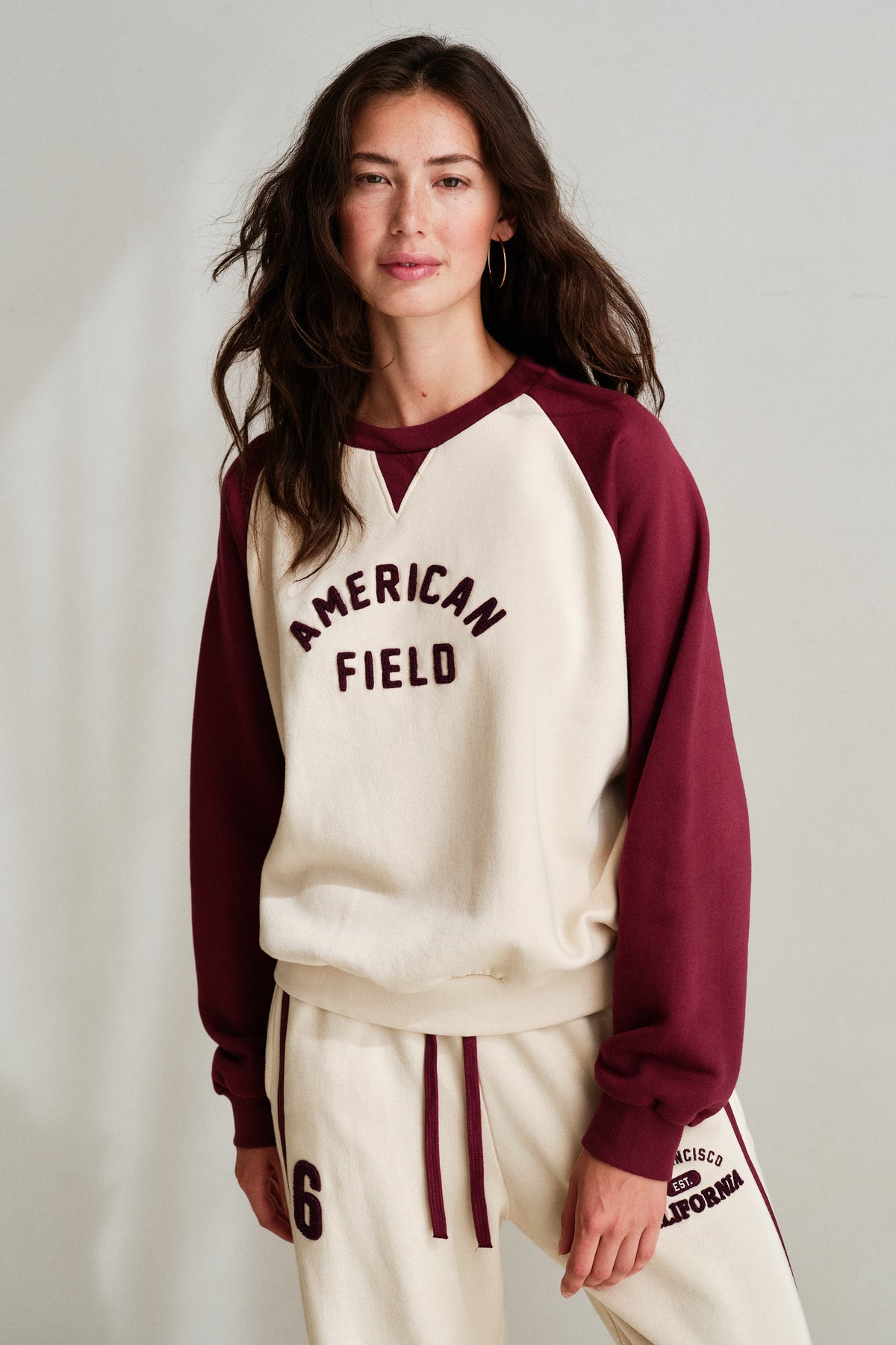 SWEATER PRINT (W26F1983LTD) OYSTER - BURGUNDY