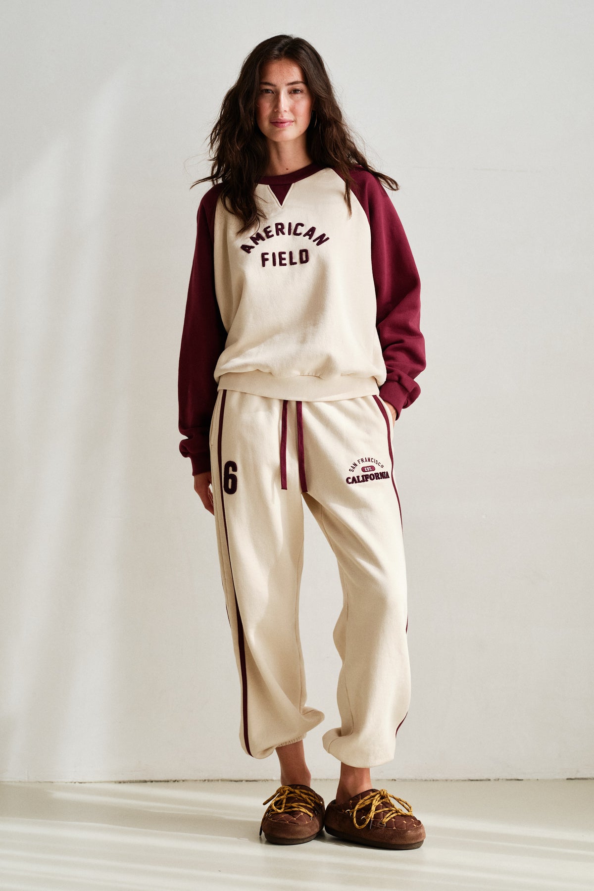 SWEATER PRINT (W26F1983LTD) OYSTER - BURGUNDY