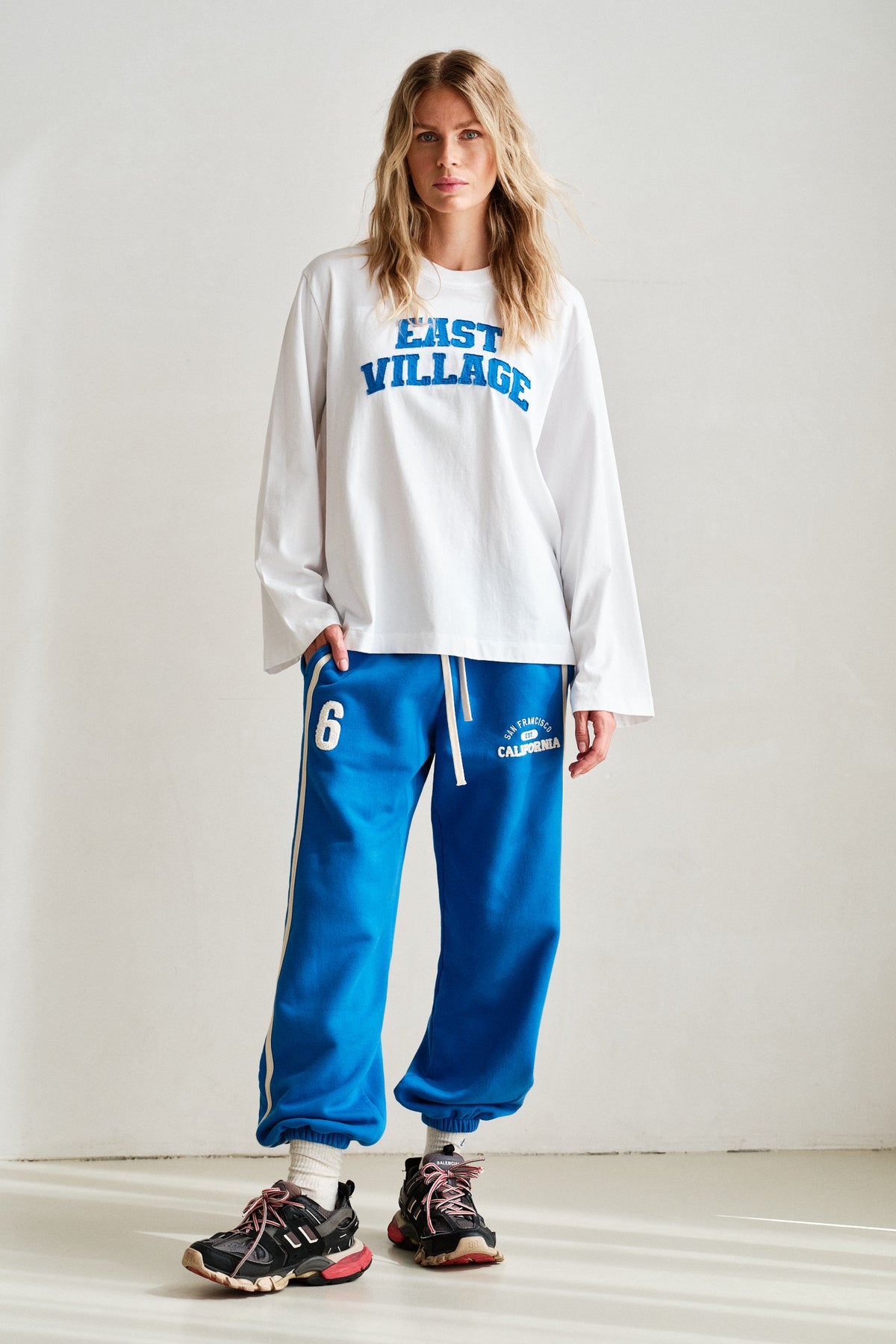 TROUSERS PRINT (W26F1991LTD) STRONG BLUE - ECRU