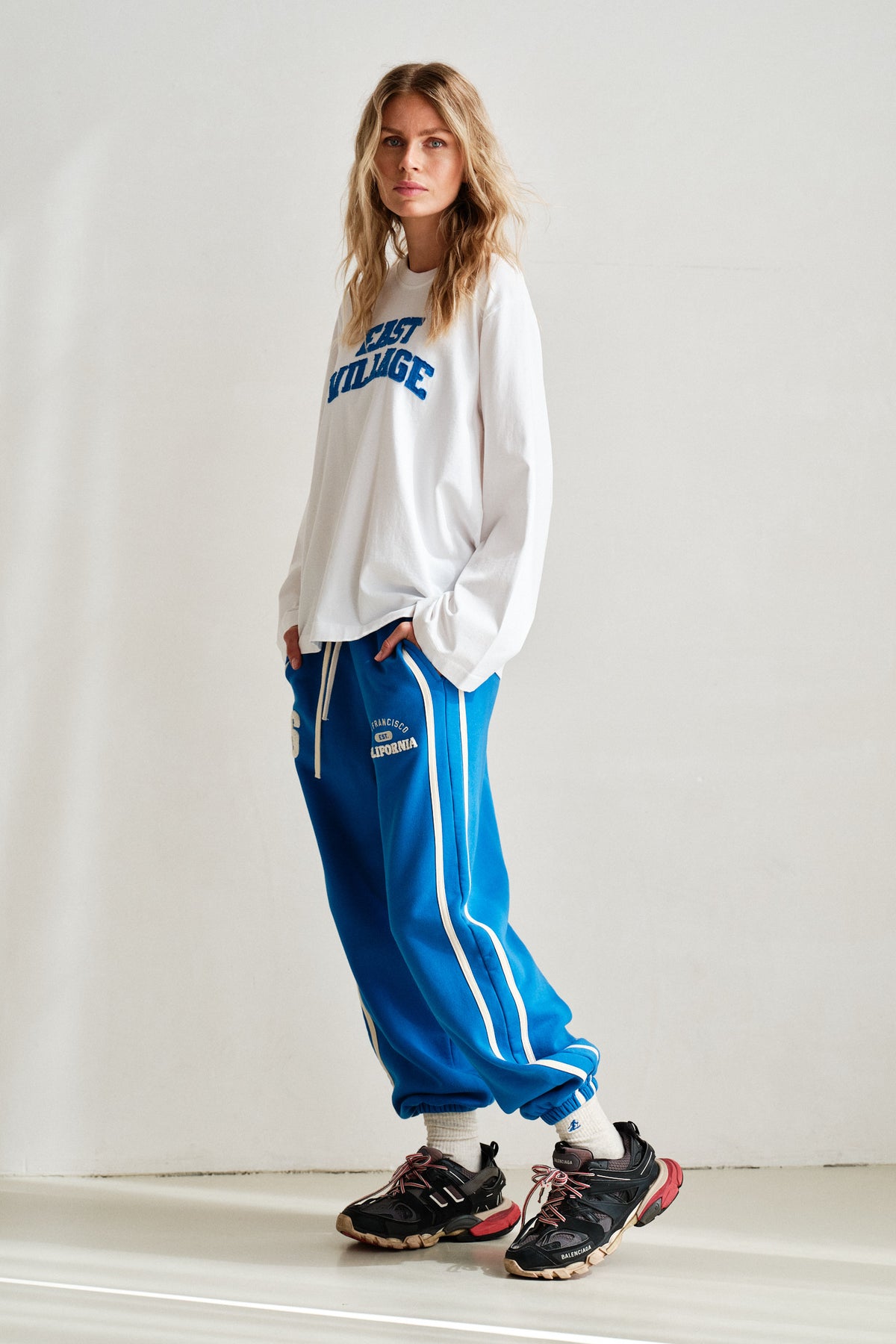 TROUSERS PRINT (W26F1991LTD) STRONG BLUE - ECRU