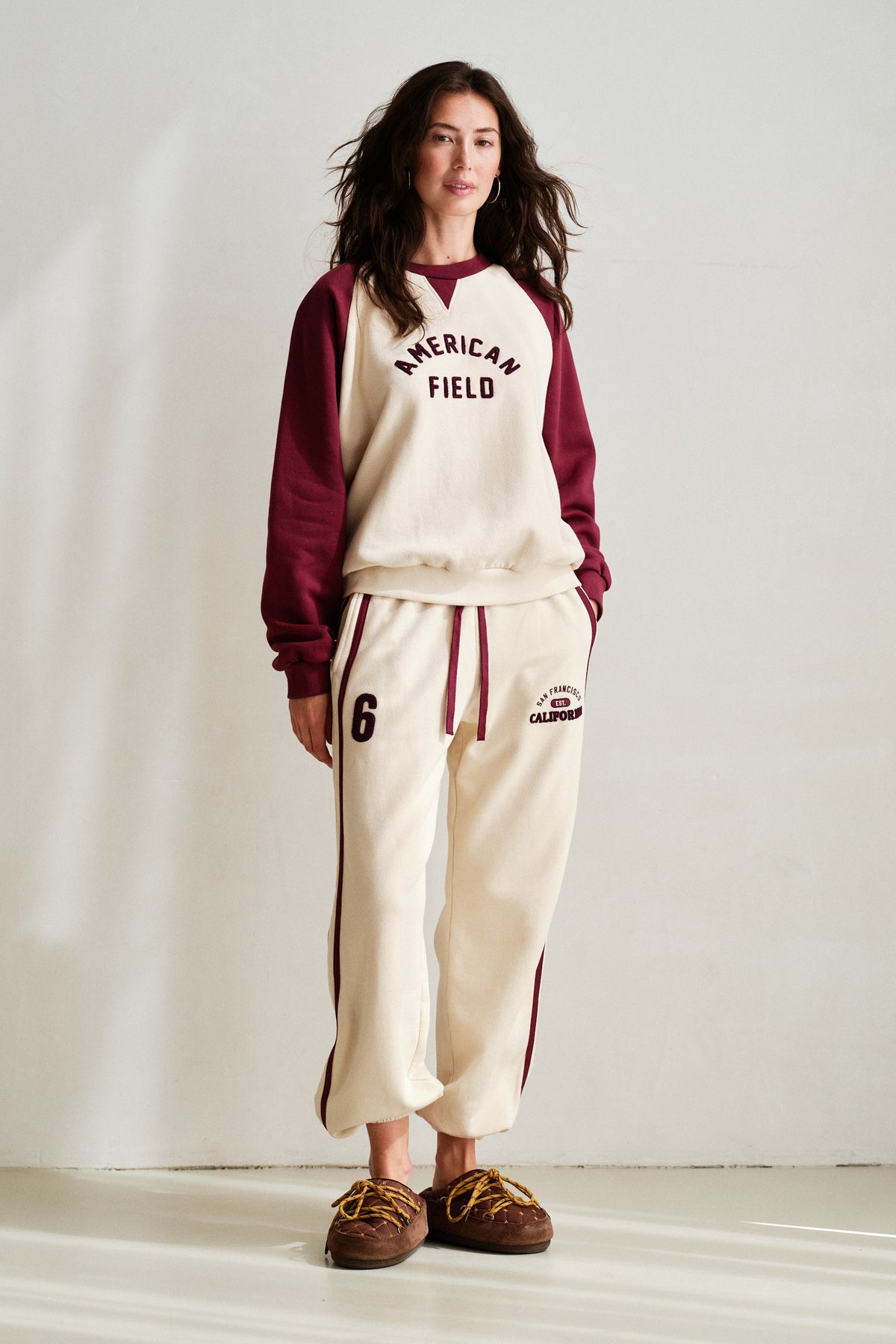 TROUSERS PRINT (W26F1991LTD) OYSTER - BURGUNDY