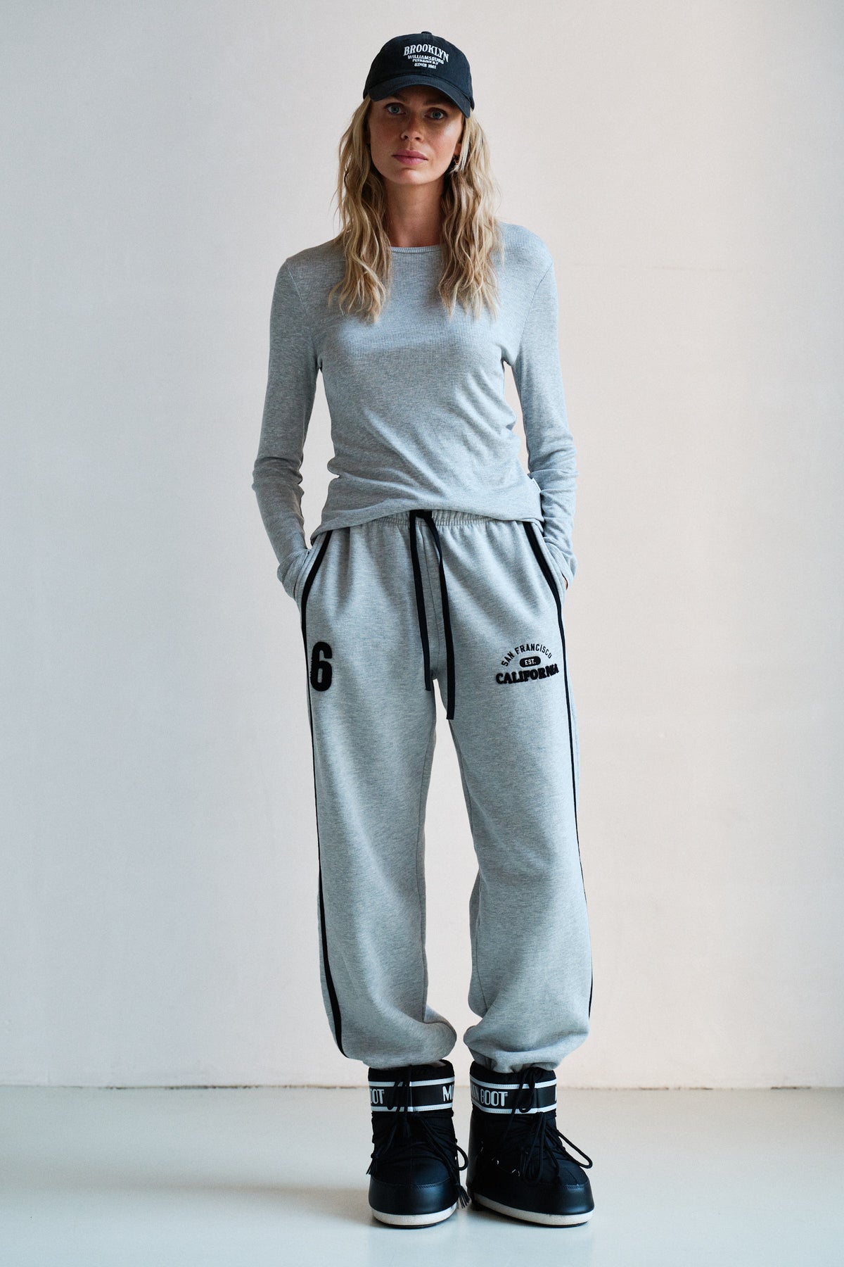 TROUSERS PRINT (W26F1991LTD) GREY MELANGE - BLACK