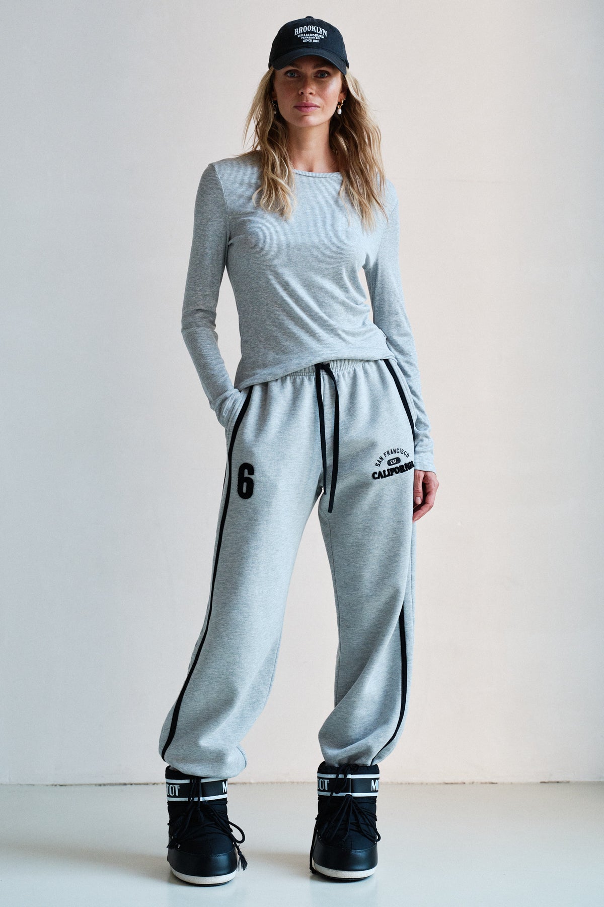 TROUSERS PRINT (W26F1991LTD) GREY MELANGE - BLACK