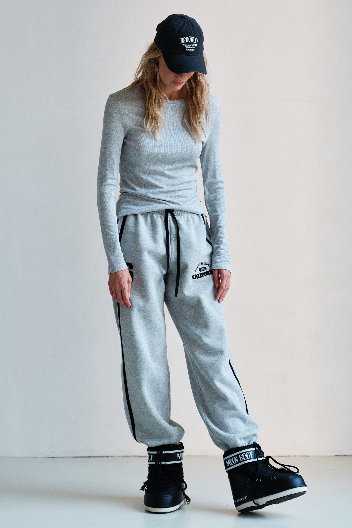 TROUSERS PRINT (W26F1991LTD) GREY MELANGE - BLACK