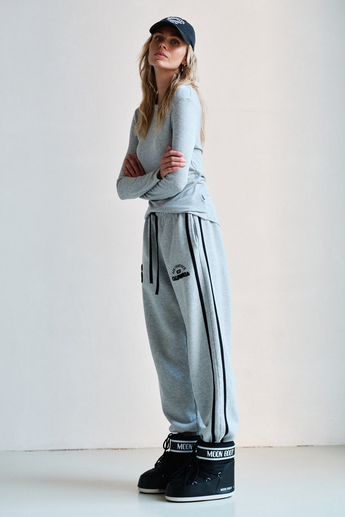 TROUSERS PRINT (W26F1991LTD) GREY MELANGE - BLACK