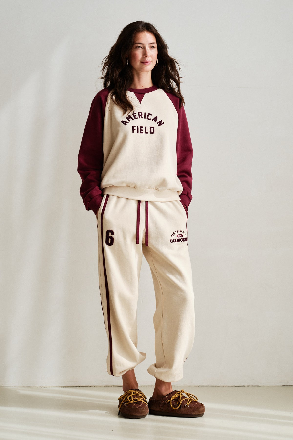 TROUSERS PRINT (W26F1991LTD) OYSTER - BURGUNDY