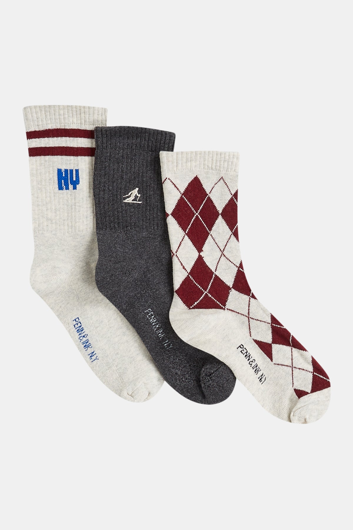 SOCKS 3-PACK (W26F1994LTD) BURGUNDY - MULTICOLOR