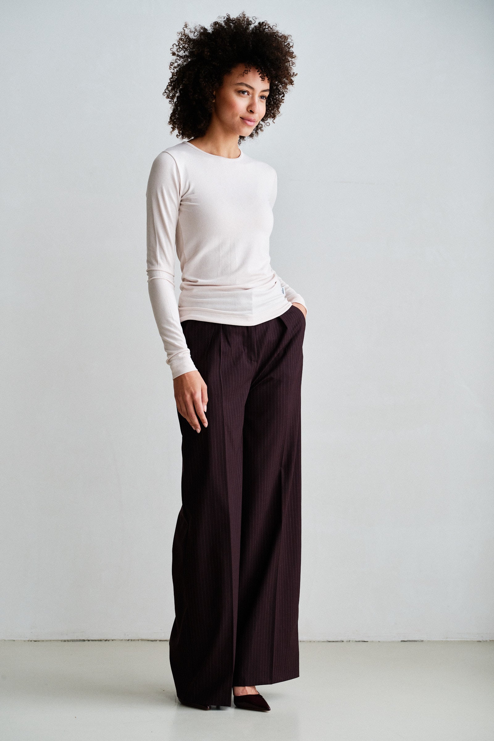 TROUSERS (W26N1754) AUBERGINE STRIPE
