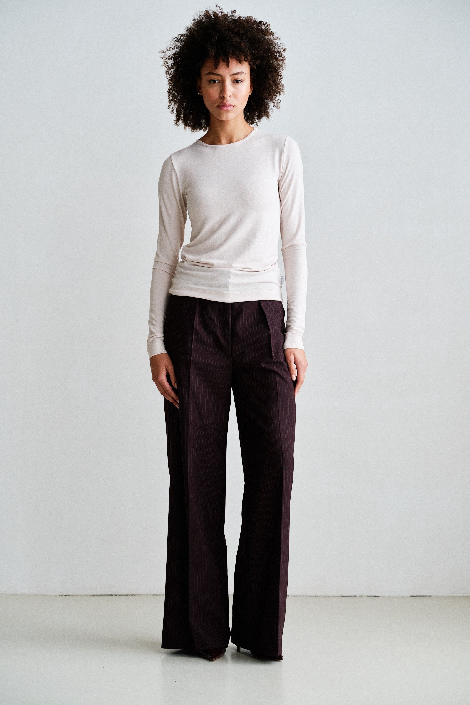 TROUSERS (W26N1754) AUBERGINE STRIPE