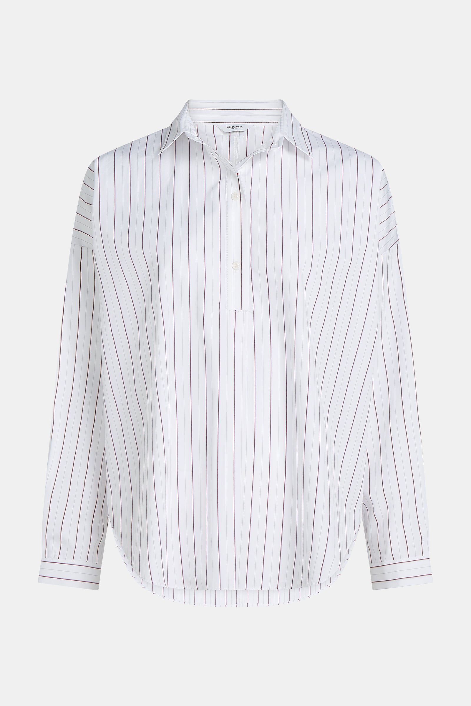 BLOUSE (W26N1810) WHITE - AUBERGINE STRIPE