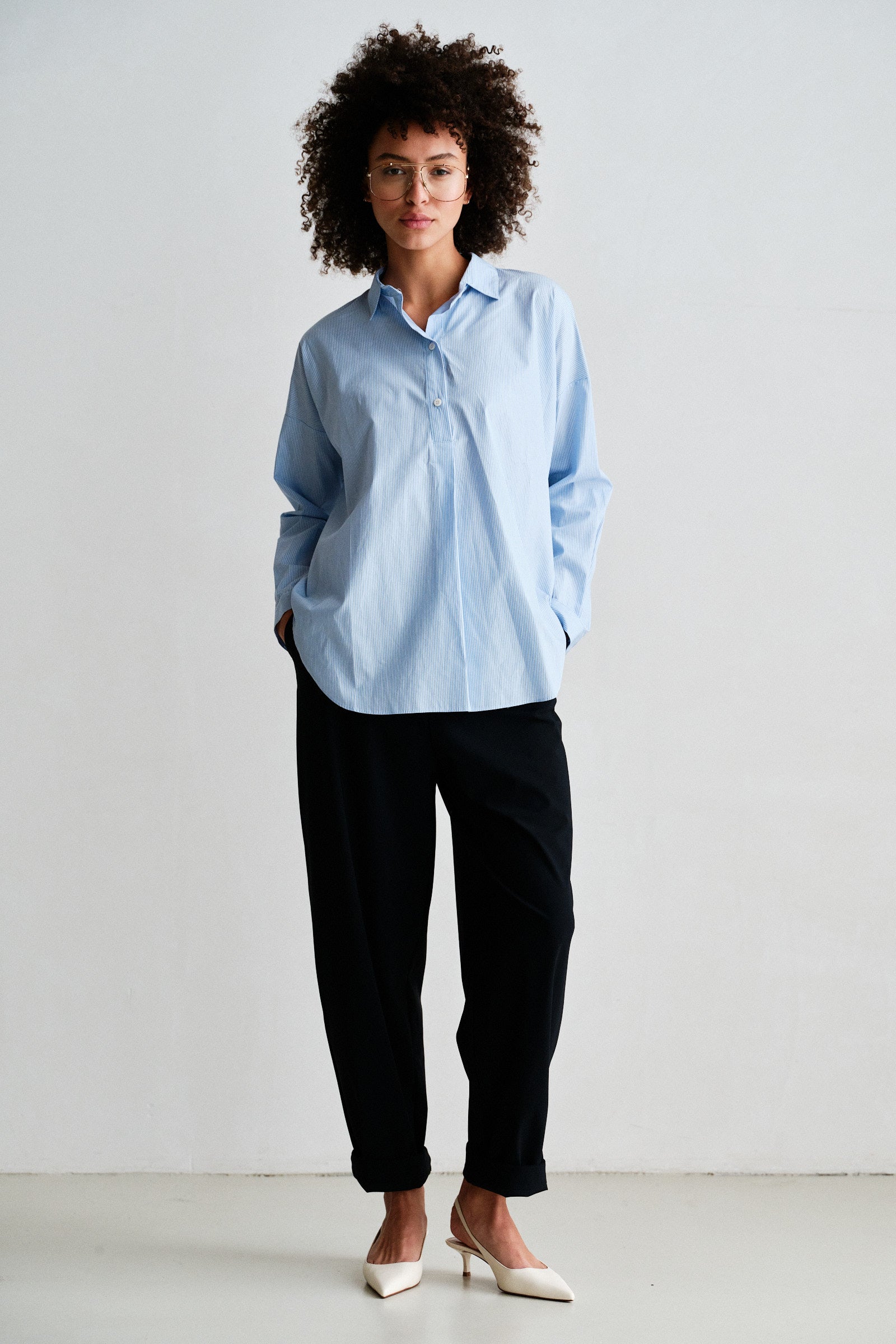 BLOUSE (W26N1810) BLUE STRIPE