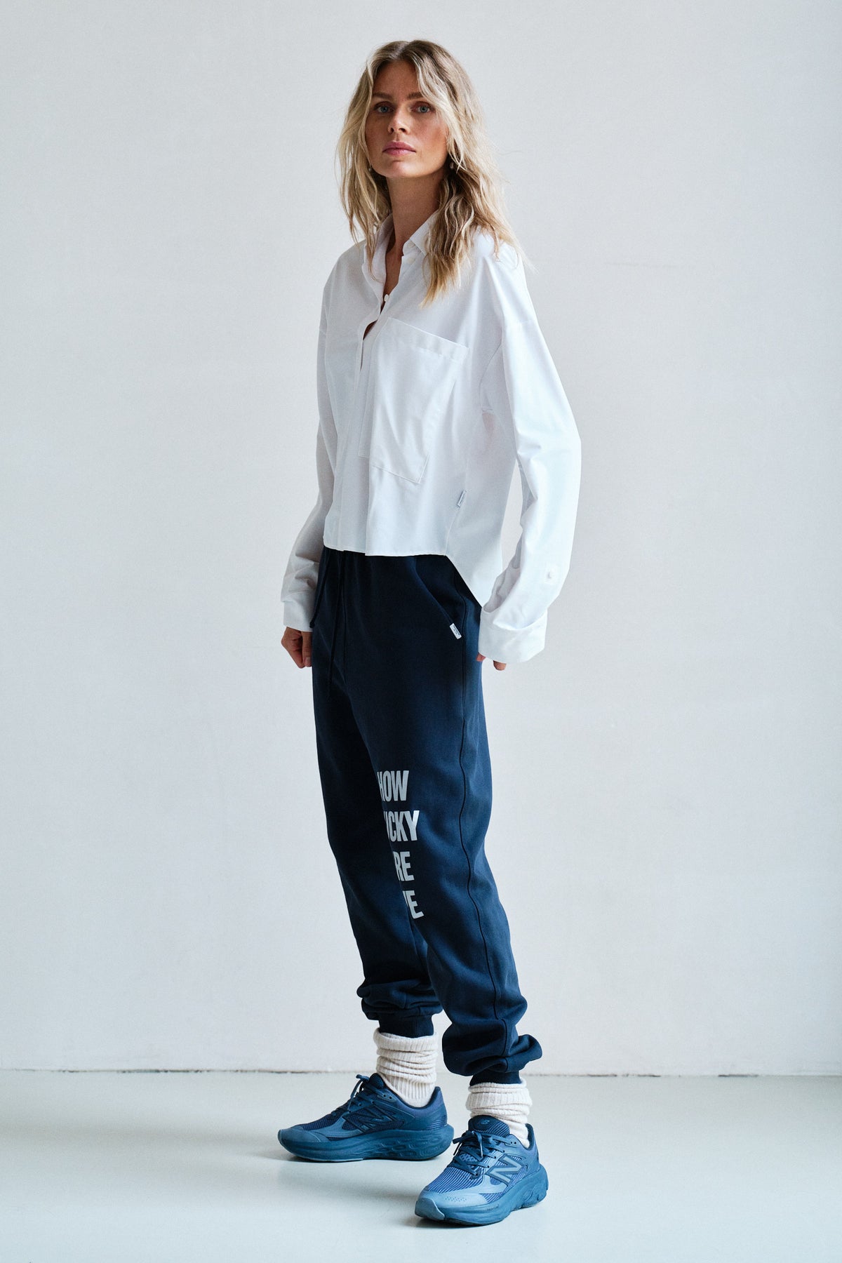 TROUSERS PRINT (W26T1346LTD) NAVY - ECRU
